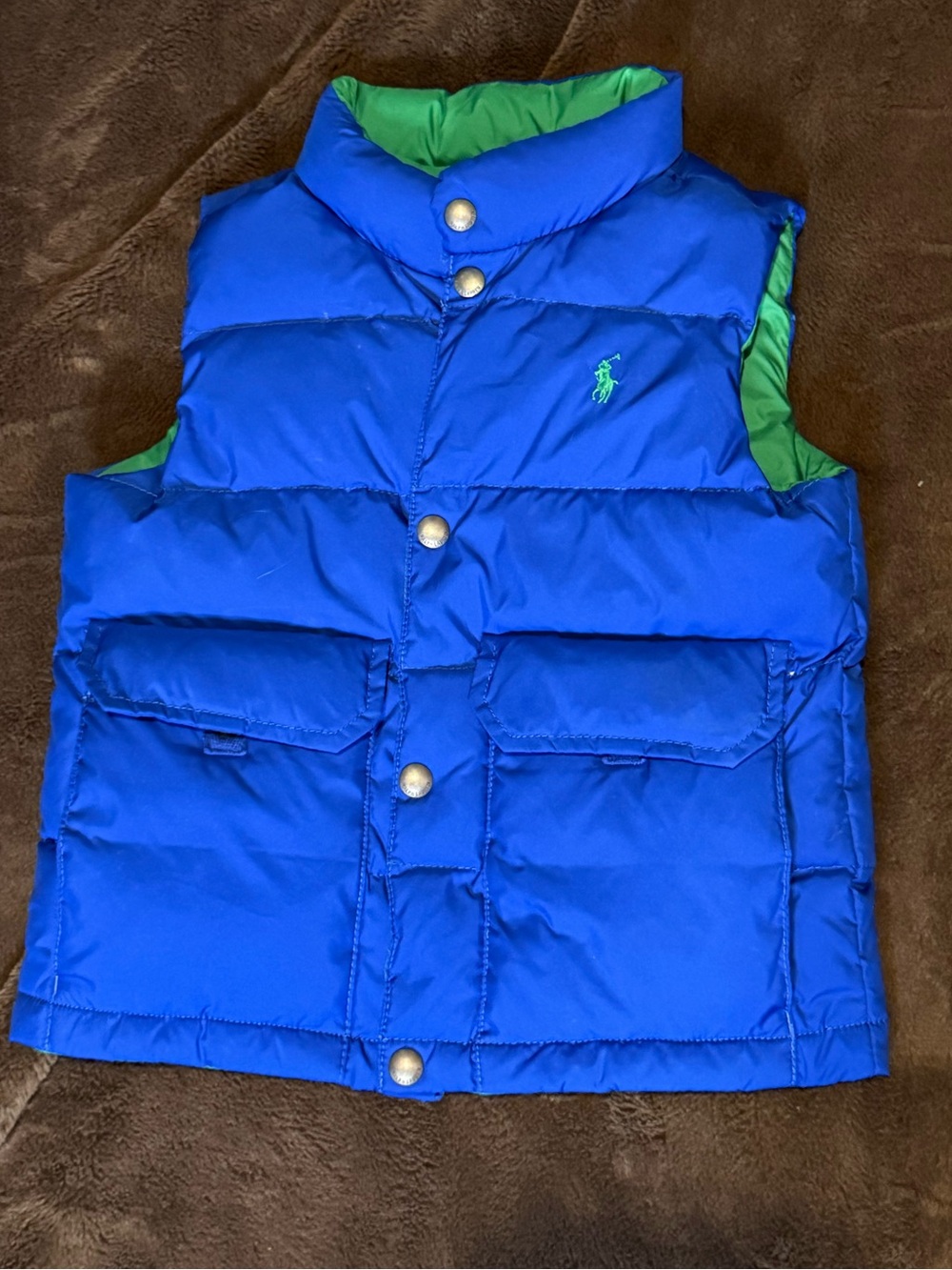 Kids Blue and Green reversible Puffer Vest